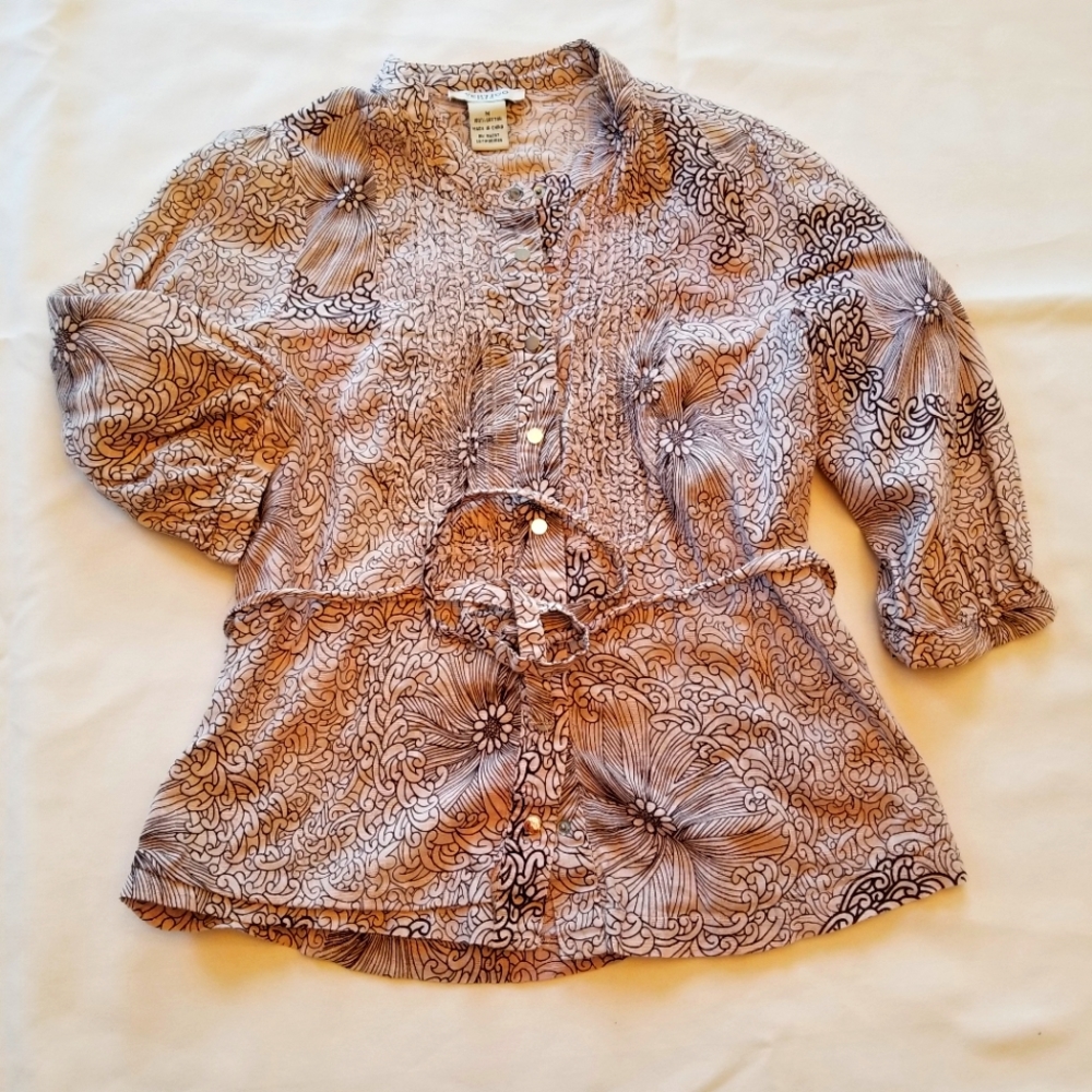 Vertigo Paris cotton tuxedo shirt with waist tie M